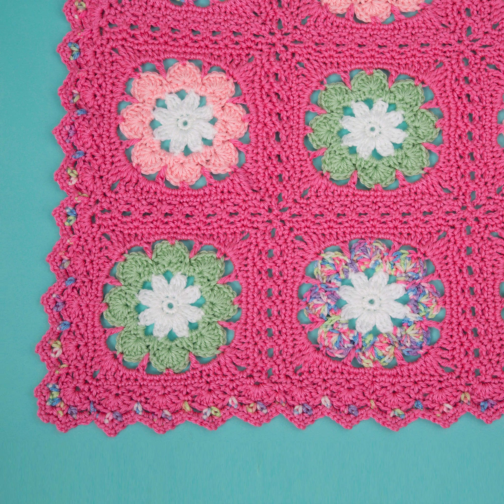 Free Red Heart Flower Crochet Baby Blanket Pattern