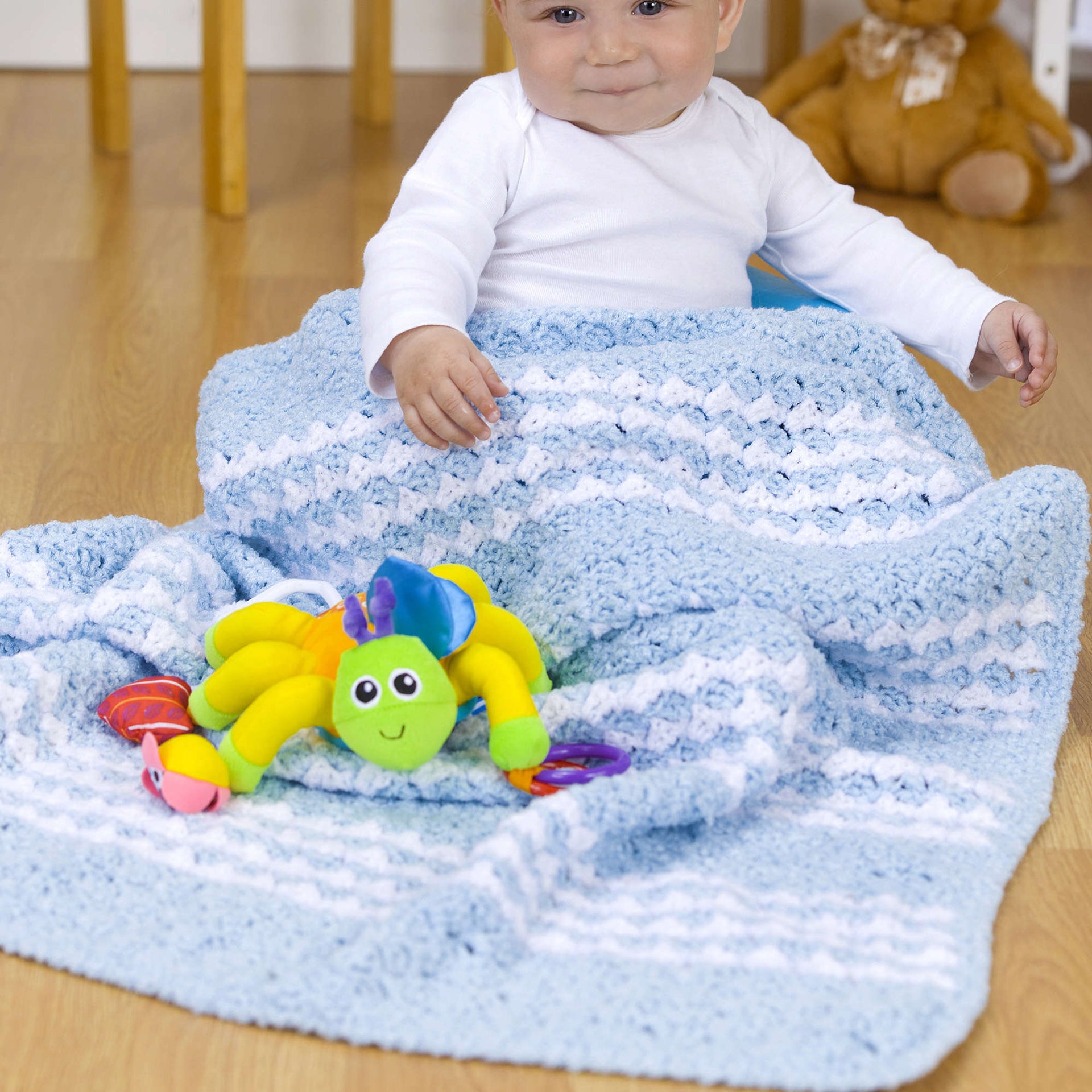 Free Red Heart Special Delivery Striped Crochet Blanket Pattern