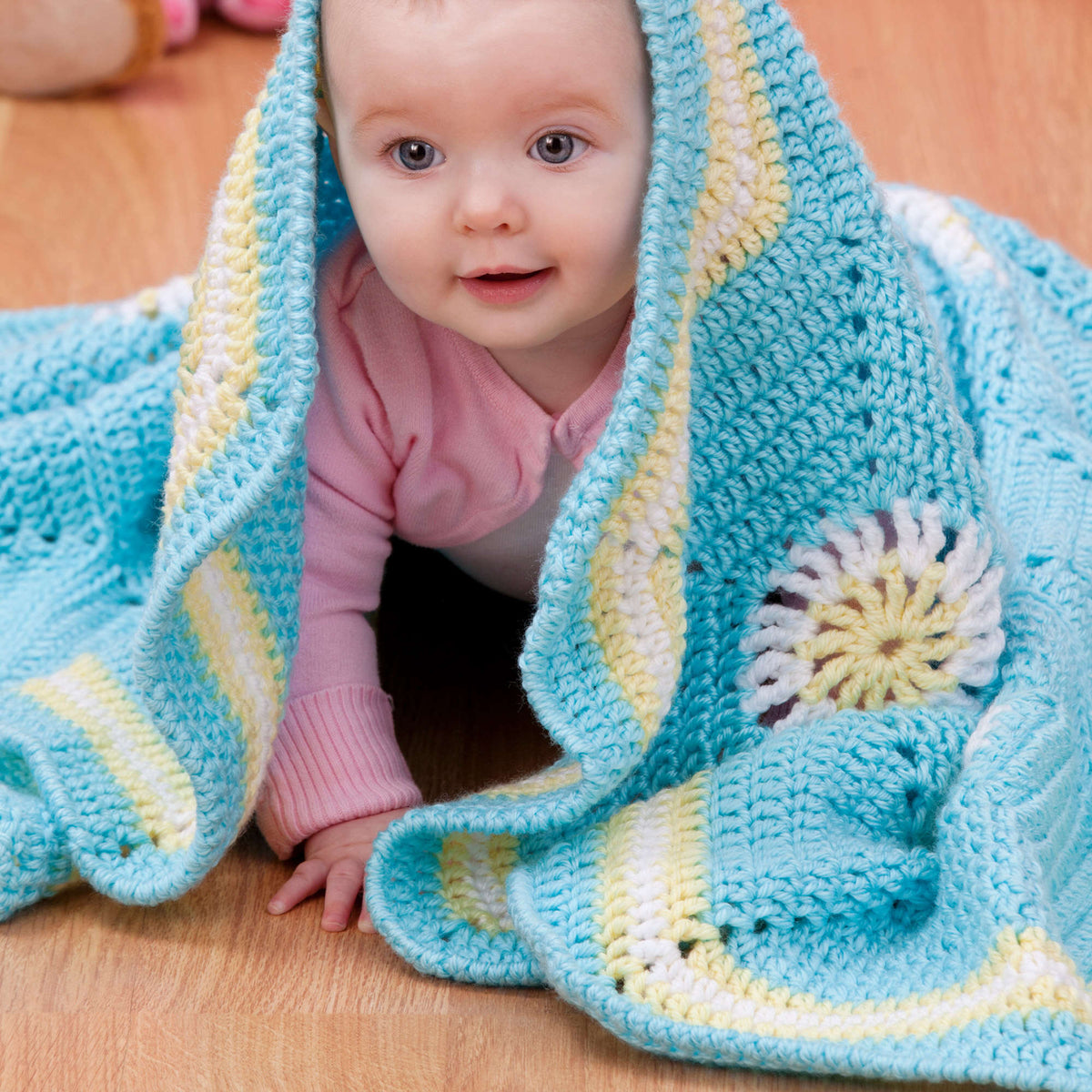 Crochet Blanket made in Red Heart Soft Baby Steps Yarn