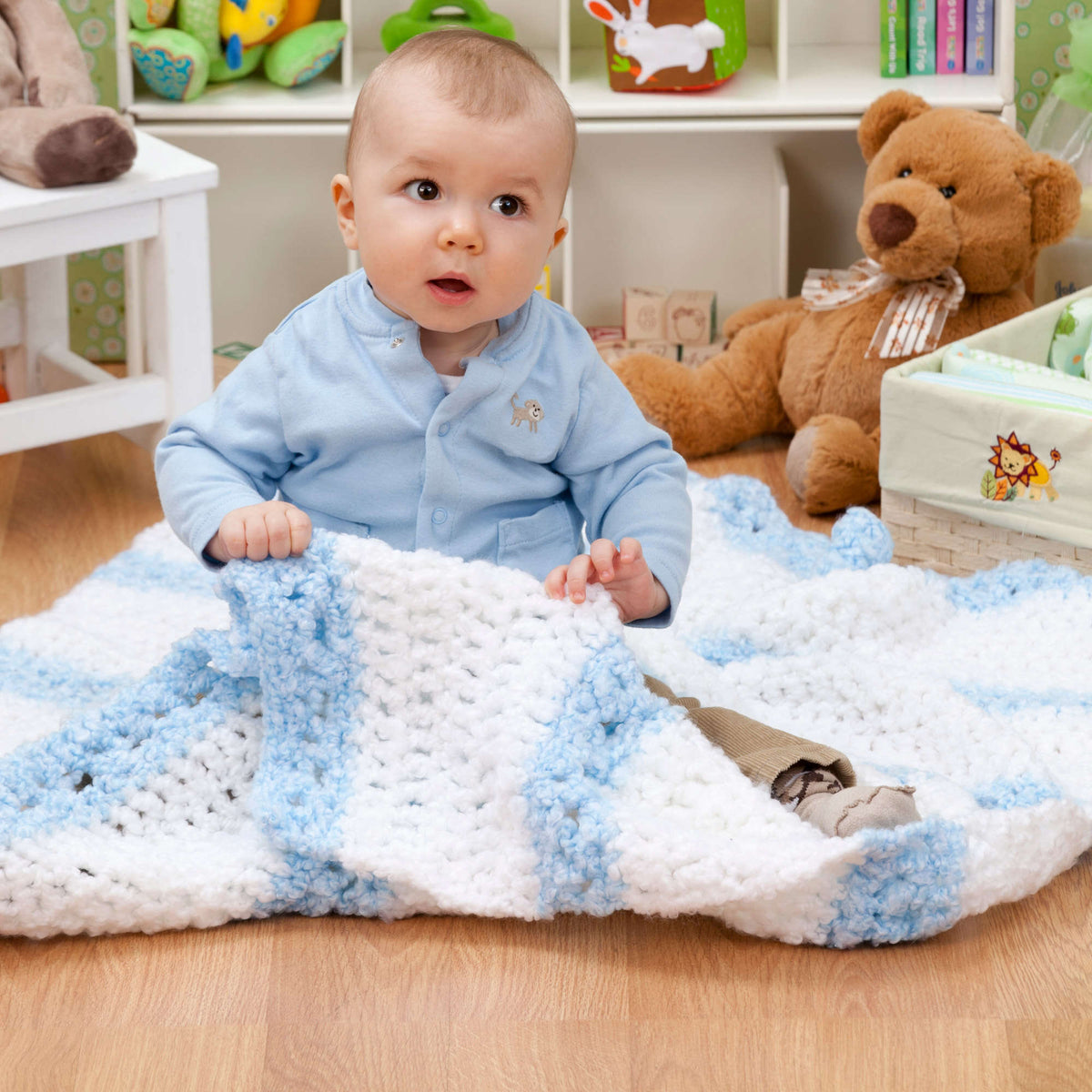 Crochet Blanket made in Red Heart Baby Clouds Yarn