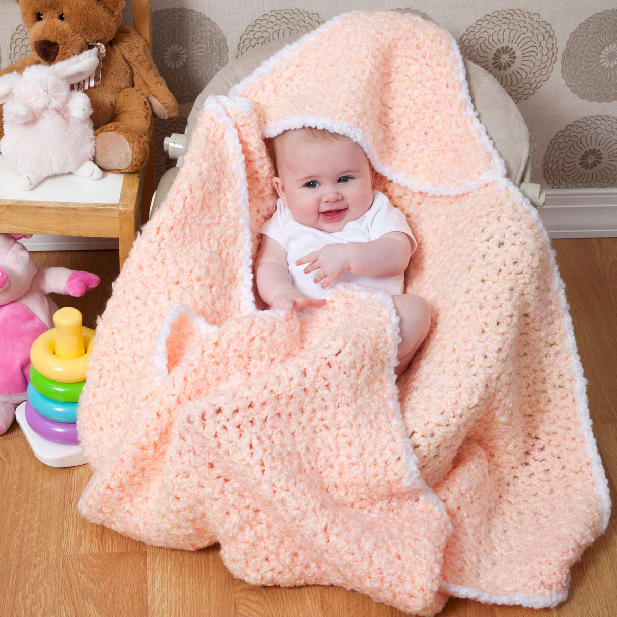 Crochet Blanket made in Red Heart Baby Clouds Yarn