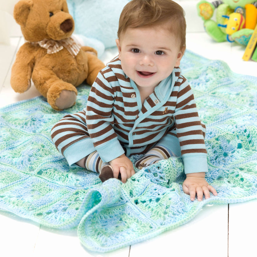 Free Red Heart Seaside Squares Crochet Baby Blanket Pattern ...