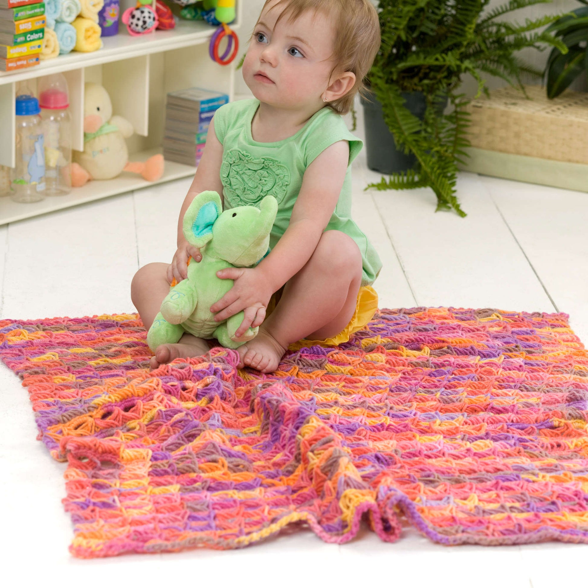 Free Red Heart Broomstick Lace Crochet Baby Blanket Pattern
