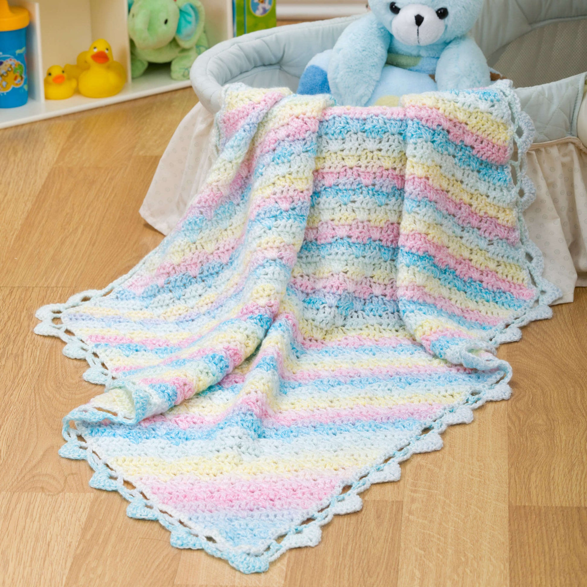 Free Red Heart Diamond Blanket For Baby Crochet Pattern