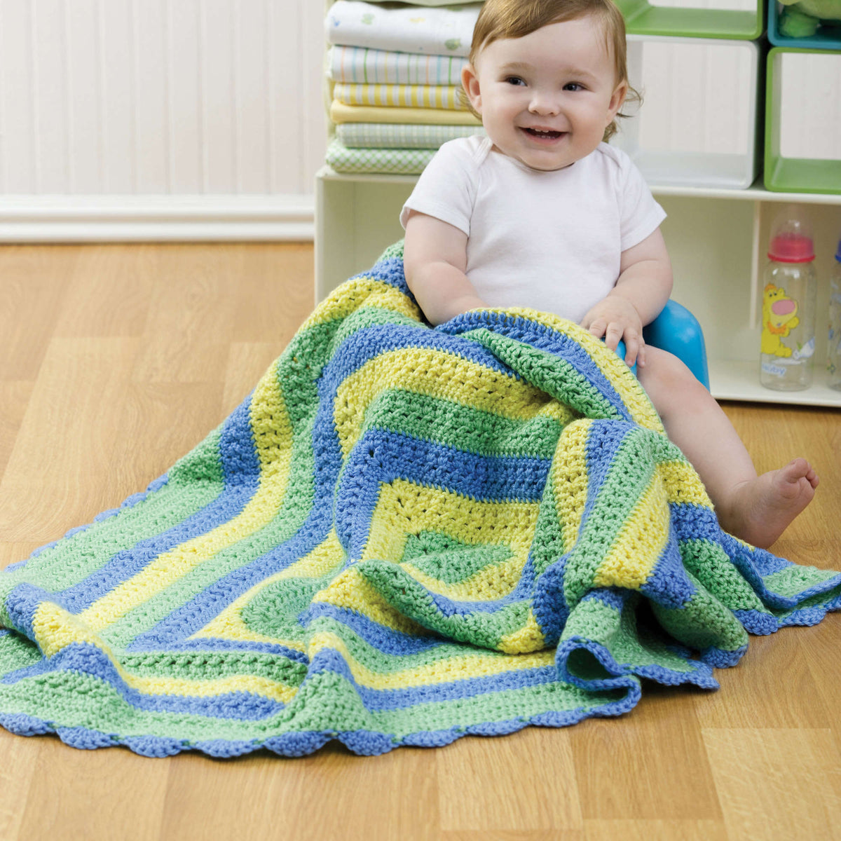 Crochet Blanket made in Red Heart Baby Clouds Yarn