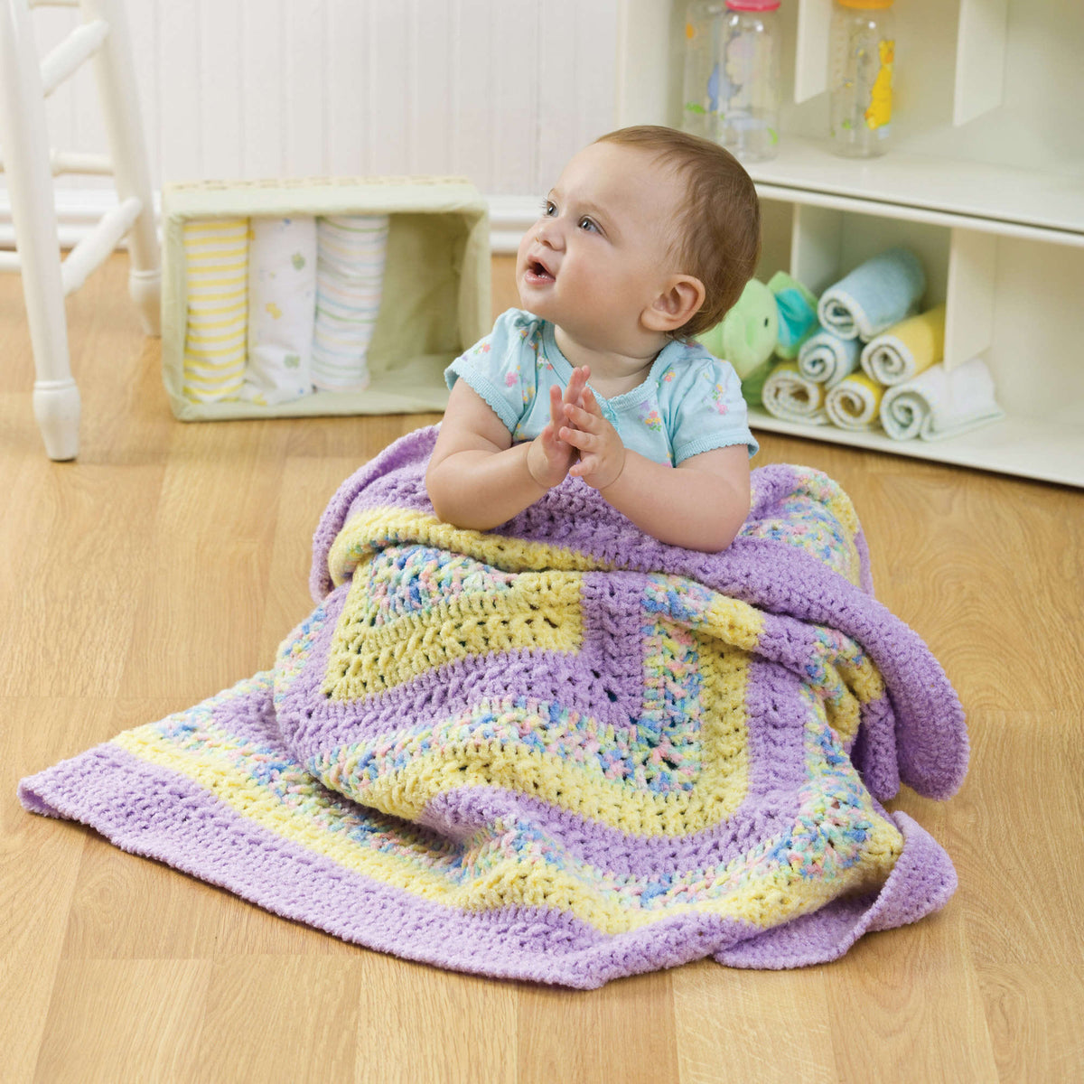 Crochet Blanket made in Red Heart Baby Clouds Yarn