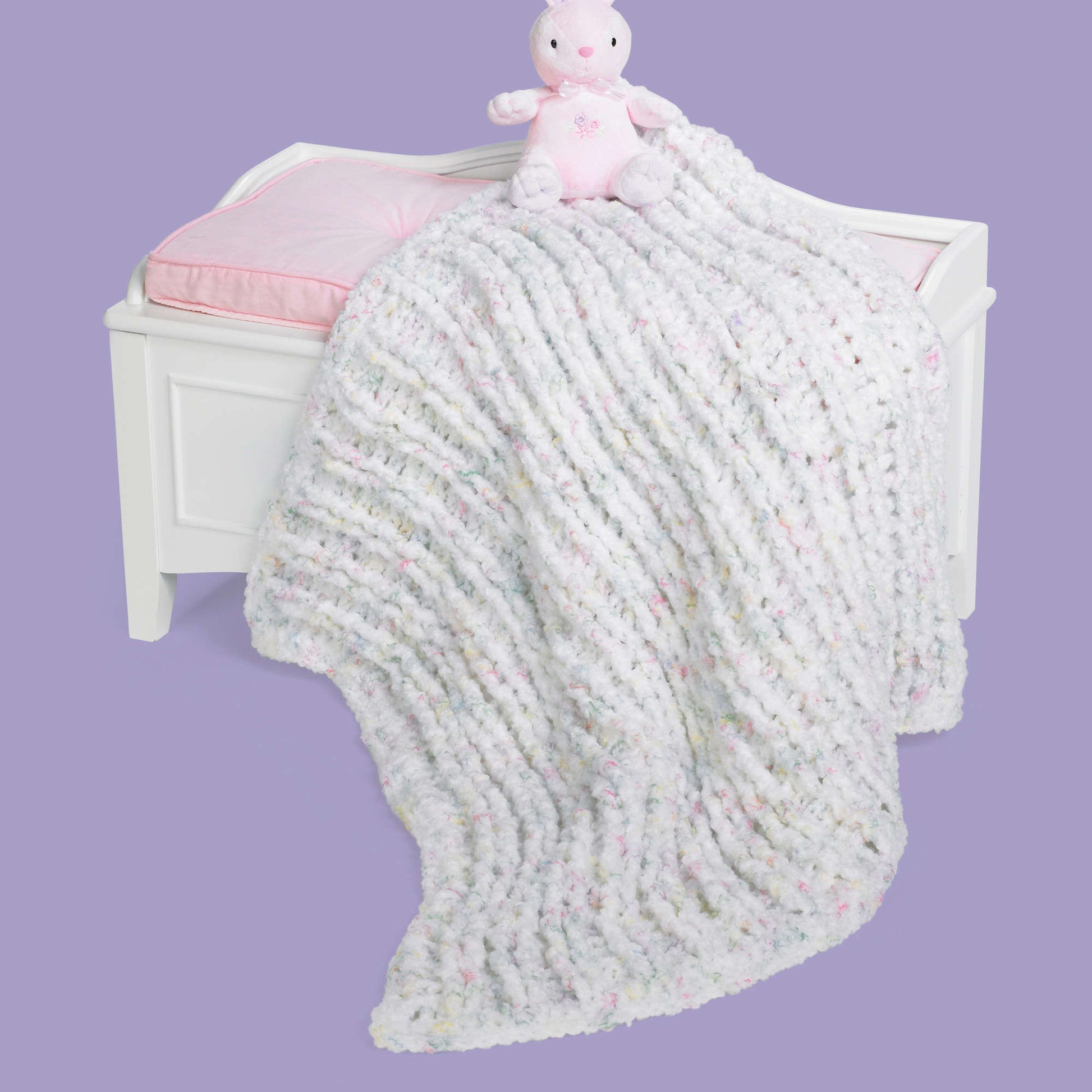 Free Red Heart Ribbed Crochet Baby Blanket Pattern