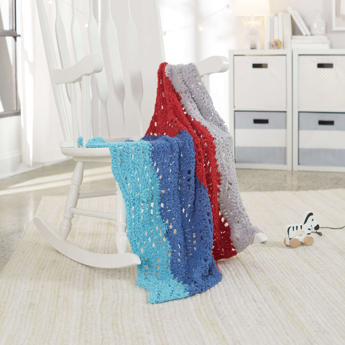 Crochet Blanket made in Red Heart Fleece Hugs Yarn