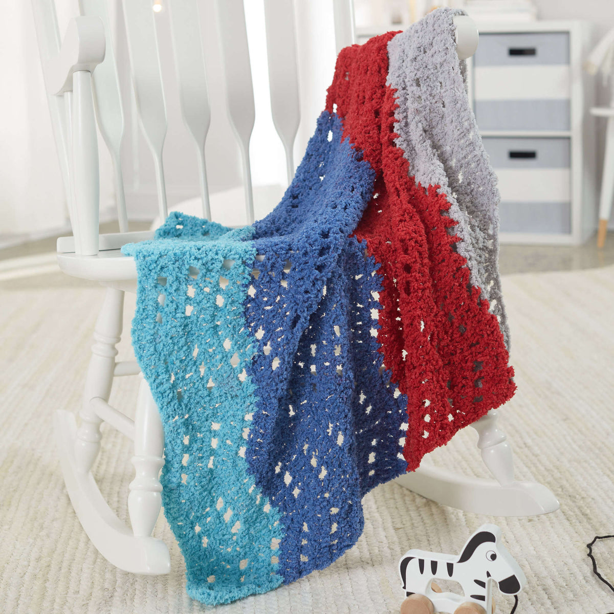 Crochet Blanket made in Red Heart Fleece Hugs Yarn