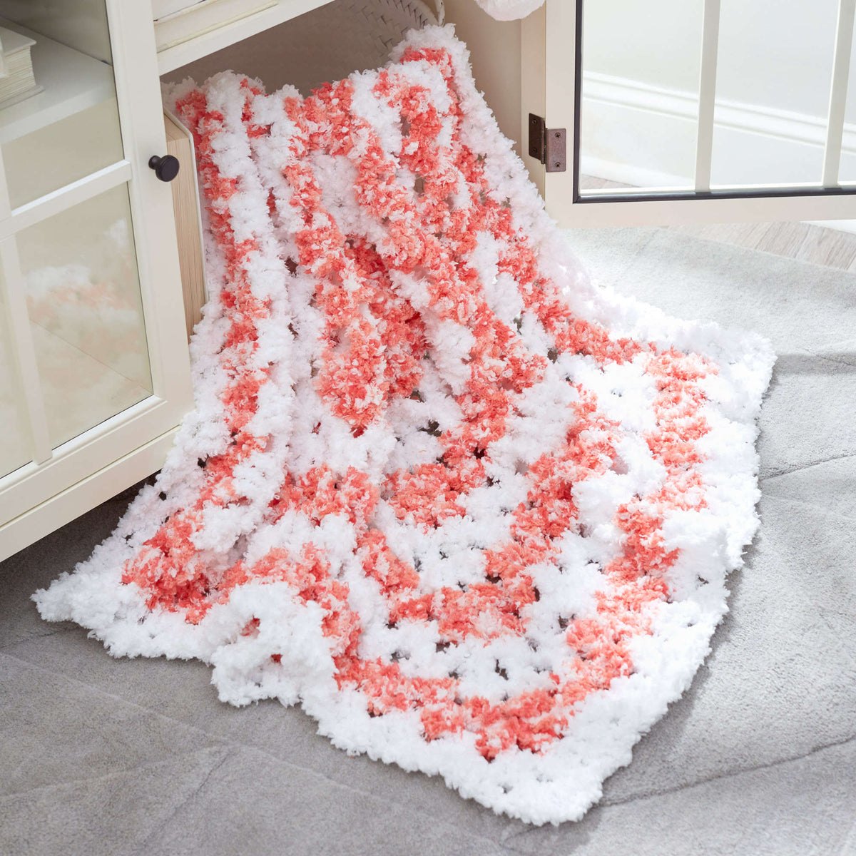 Crochet Blanket made in Red Heart Bear Hugs Yarn