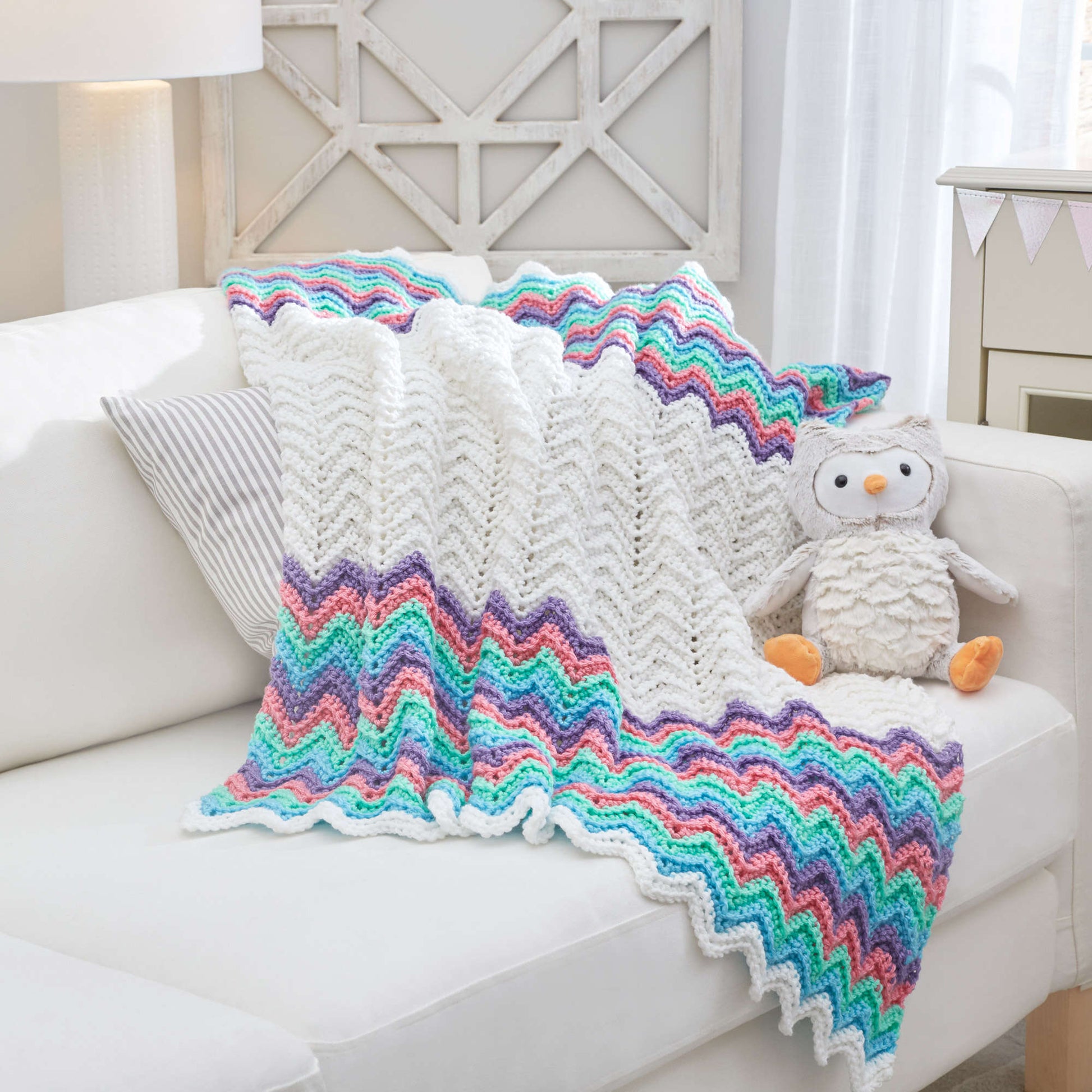 Free Red Heart Rippling Rickrack Rainbow Crochet Blanket Pattern ...