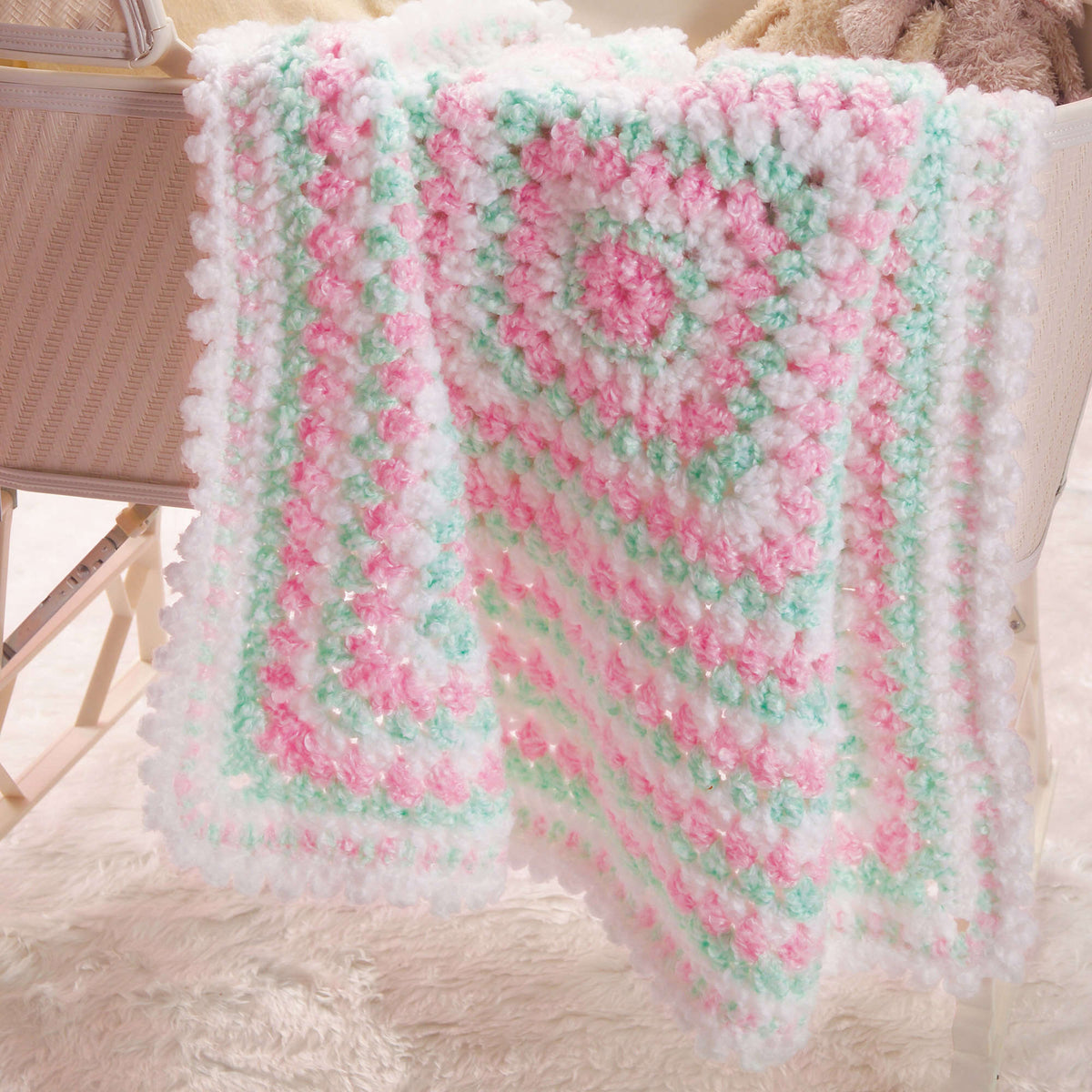 Crochet Blanket made in Red Heart Baby Clouds Yarn
