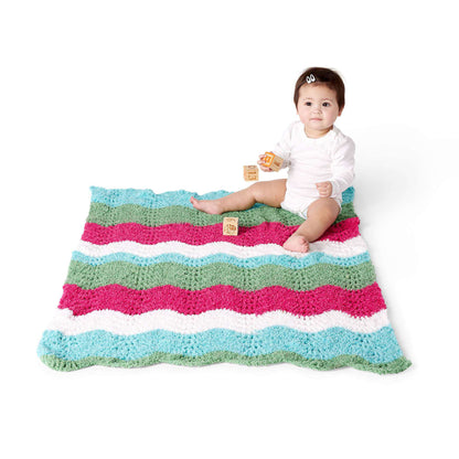 Red Heart Wavy Stripes Crochet Blanket Single Size