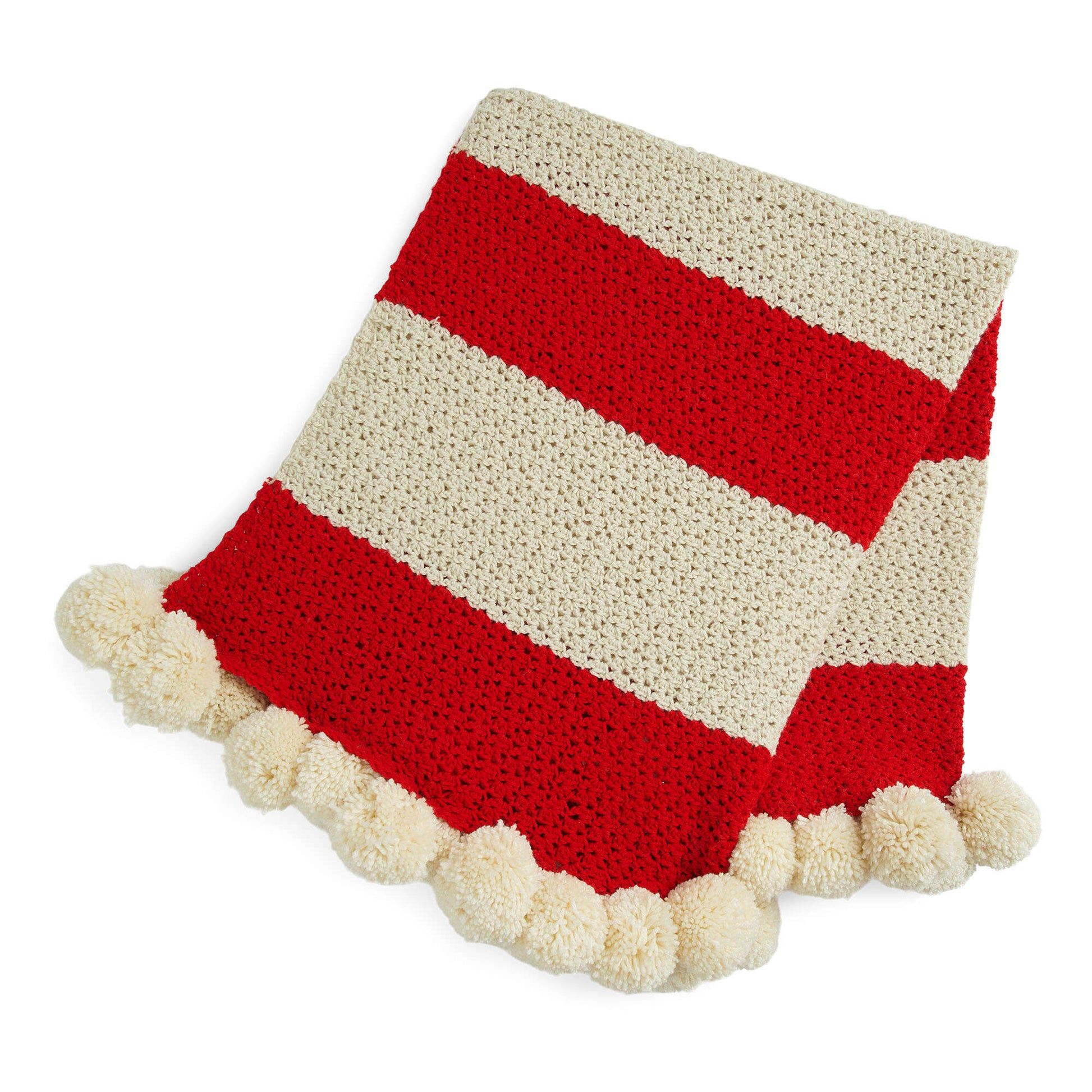 Free Red Heart Peppermint And Pompoms Crochet Throw Pattern
