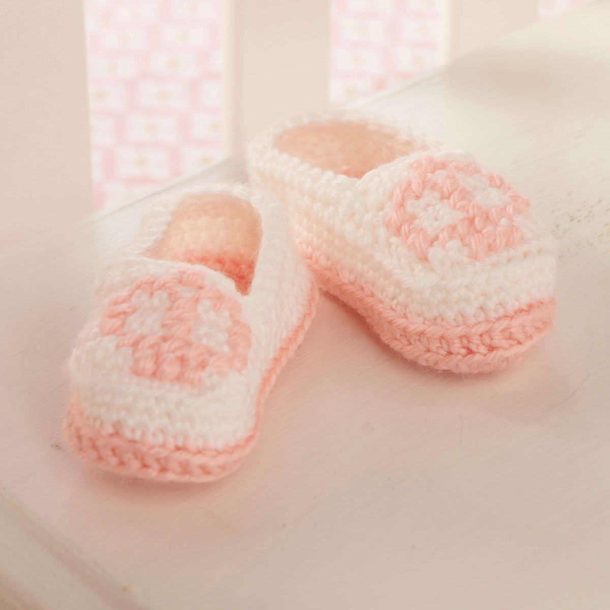 Crochet Booties made in Red Heart Soft Baby Steps Yarn