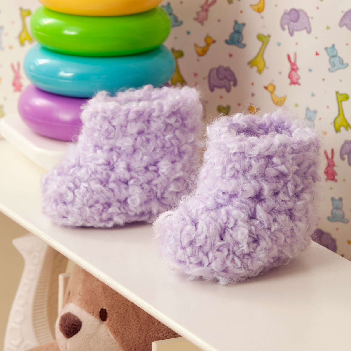 Crochet Booties made in Red Heart Baby Clouds Yarn