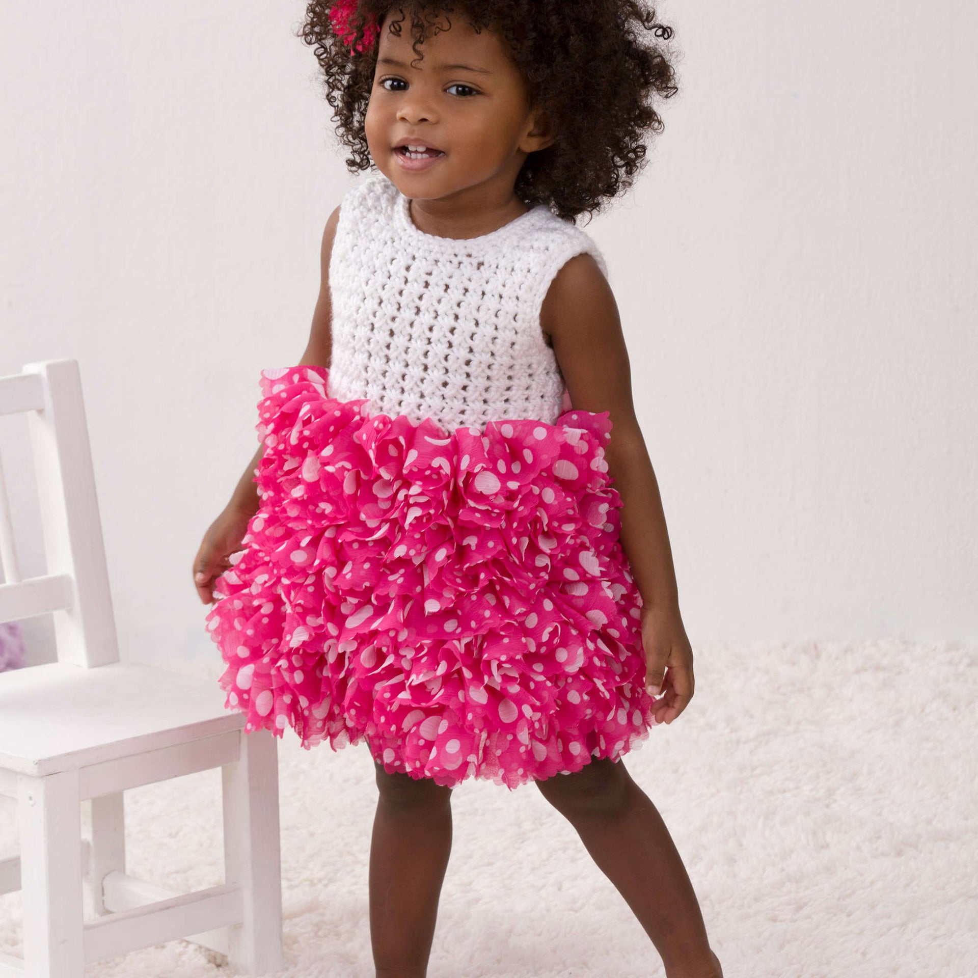Free Red Heart Baby's Best Party Dress Crochet Pattern