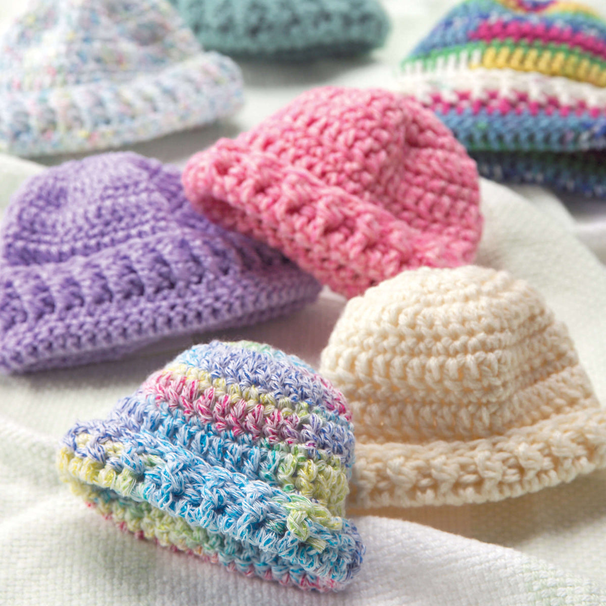 Crochet Hats made in Red Heart Soft Baby Steps Yarn
