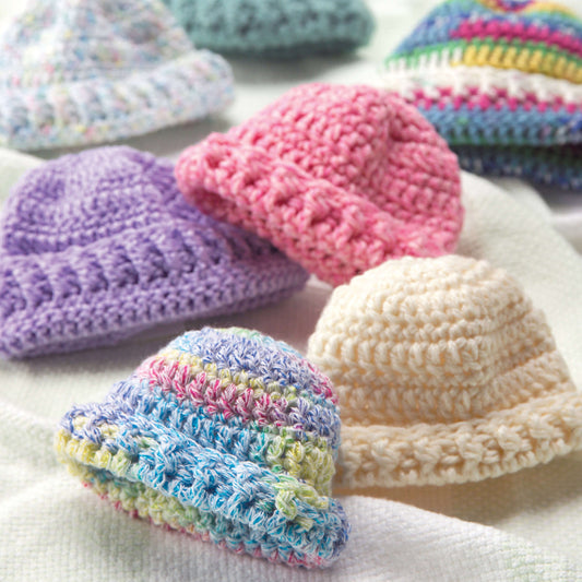 Crochet Hats made in Red Heart Soft Baby Steps Yarn