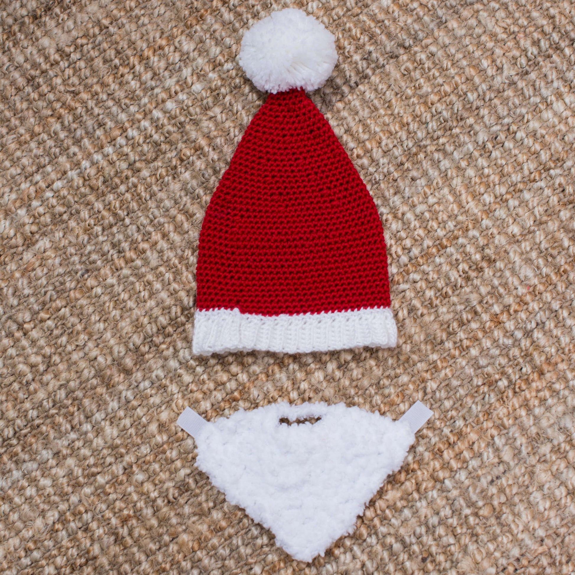 Free Red Heart Baby Santa Hat With Beard Crochet Pattern