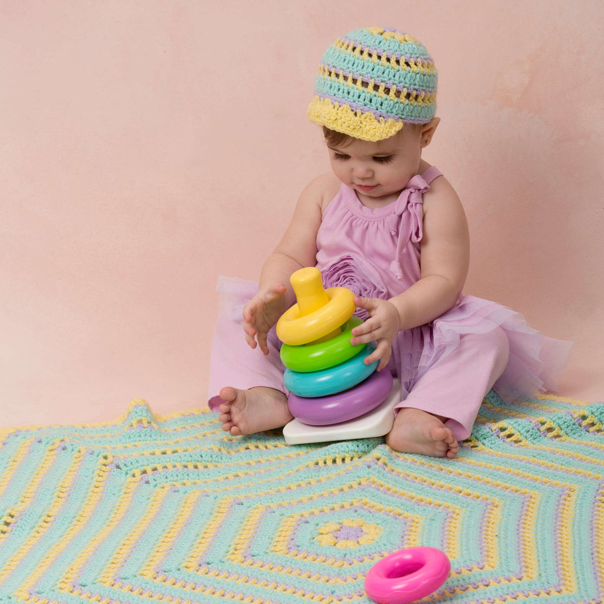 Crochet Hat made in Red Heart Anne Geddes Baby Yarn