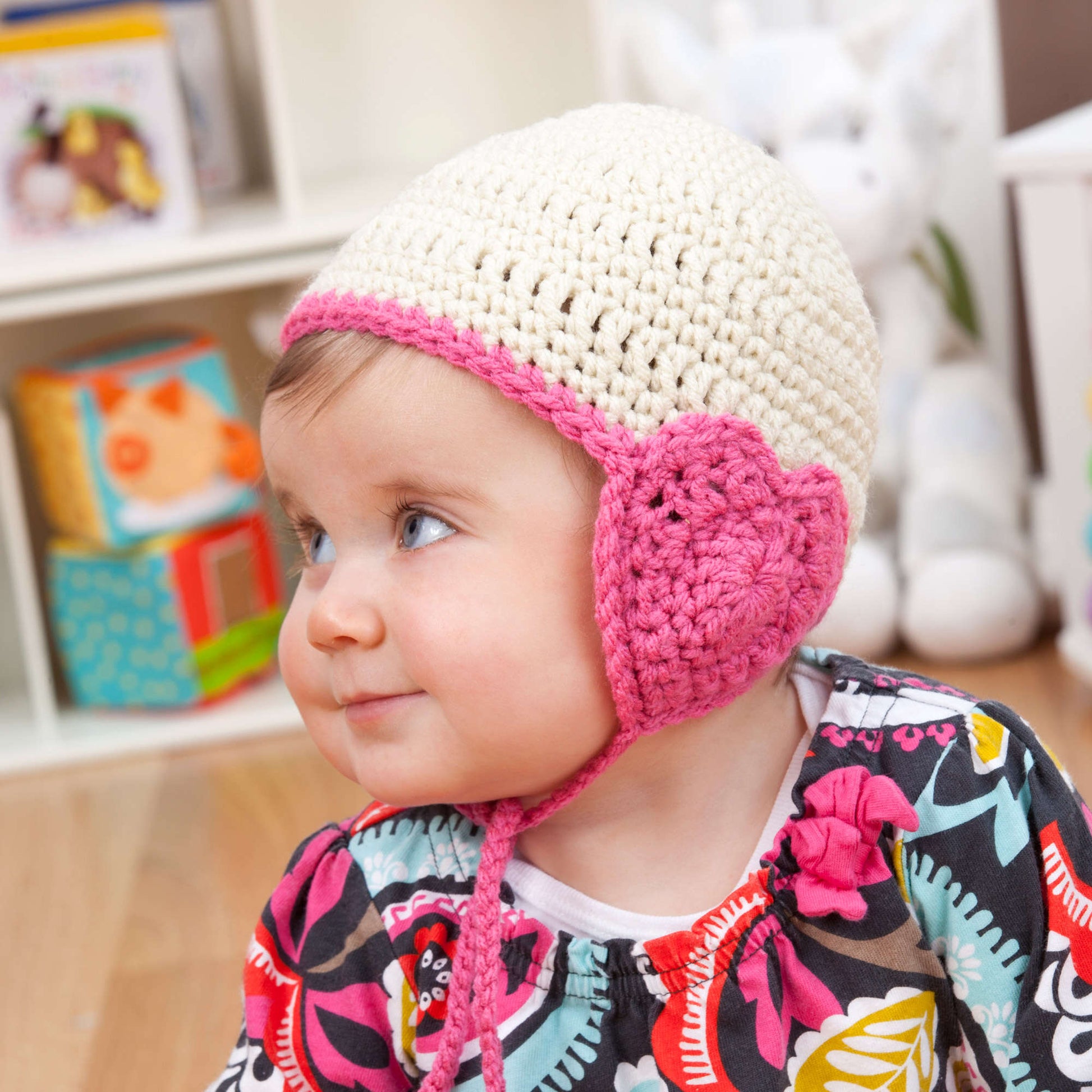Free Red Heart Lovey Hat For Baby Crochet Pattern