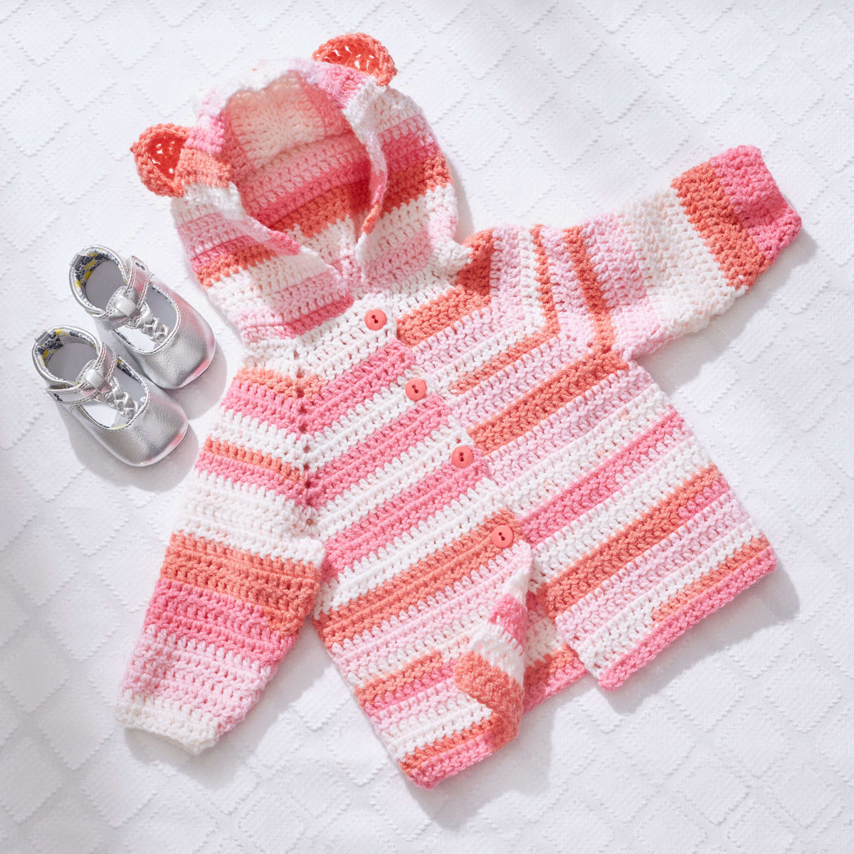 Crochet Sweater made in Red Heart Bunches of Hugs yarn