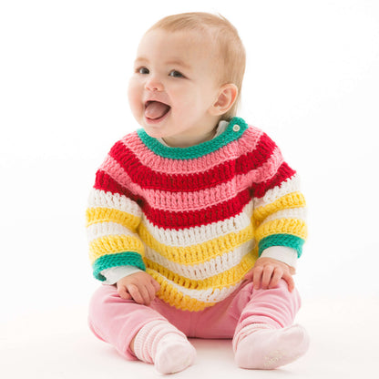 Red Heart Crochet Colorful Striped Pullover Crochet Pullover made in Red Heart Baby Hugs Medium Yarn