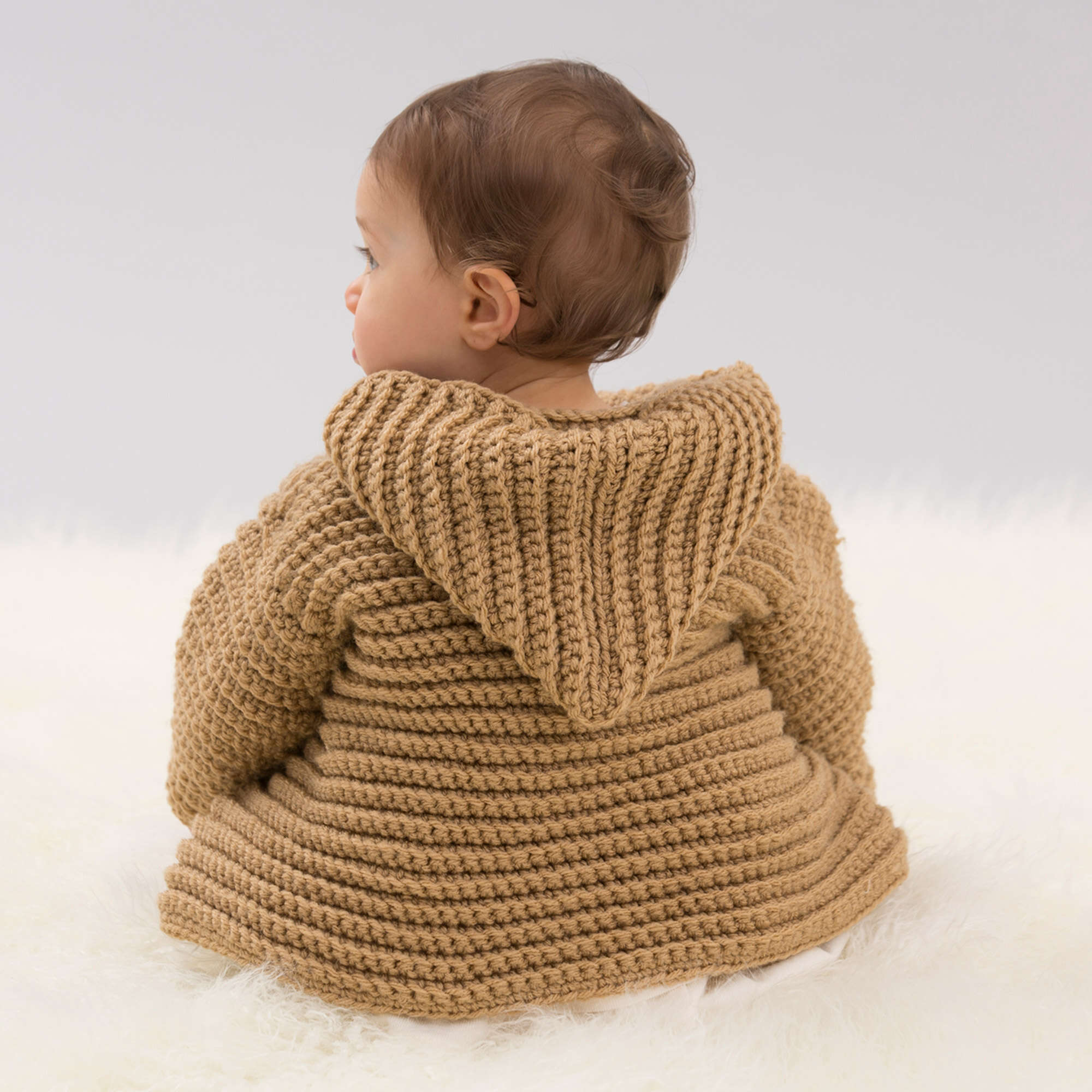 Free Easy Red Heart Hooded Playful Cardi Crochet Pattern