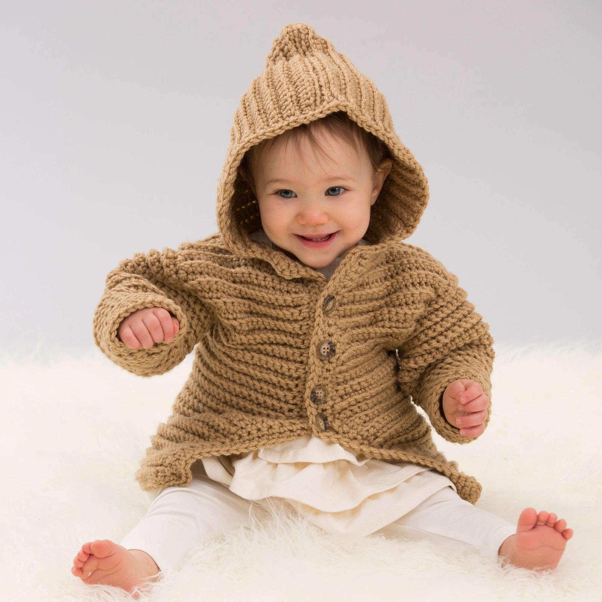 Free Easy Red Heart Hooded Playful Cardi Crochet Pattern