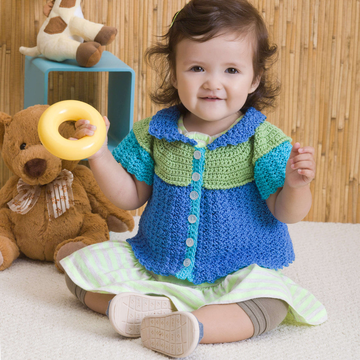 Crochet Cardigan made in Red Heart Baby Sheen Yarn