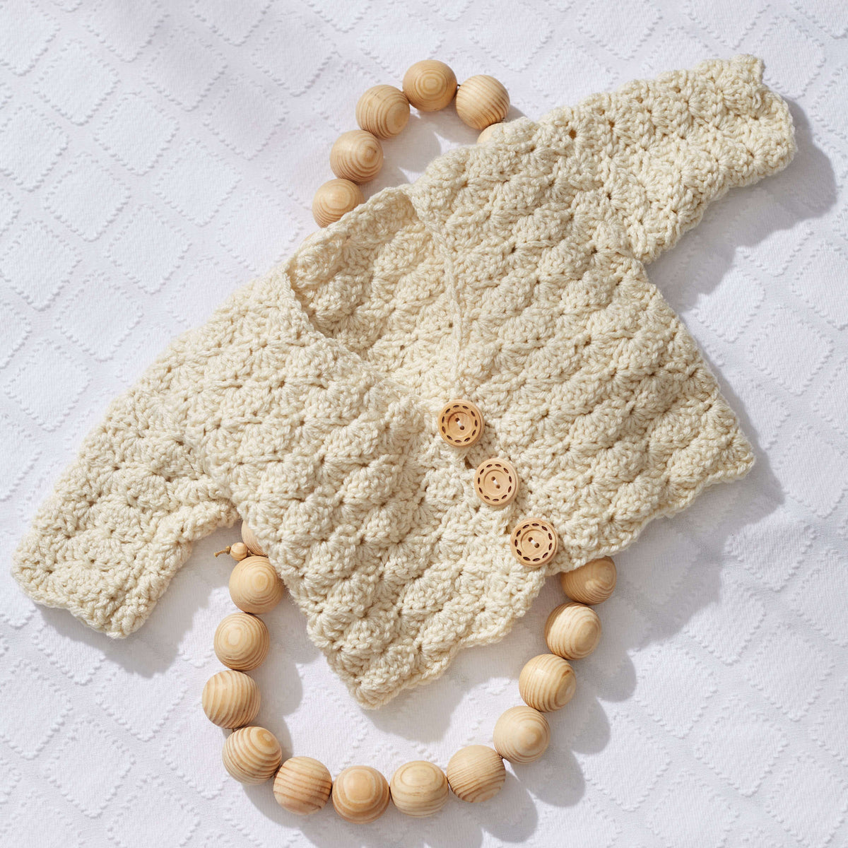 Crochet Cardigan made in Red Heart Baby Hugs Medium Yarn