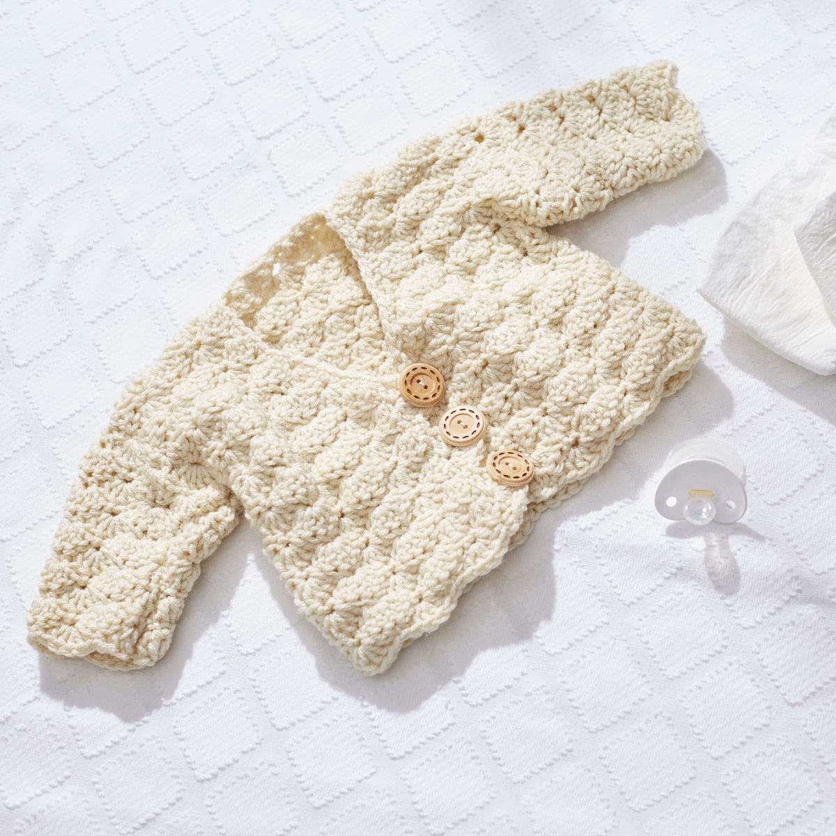 Crochet Cardigan made in Red Heart Baby Hugs Medium Yarn