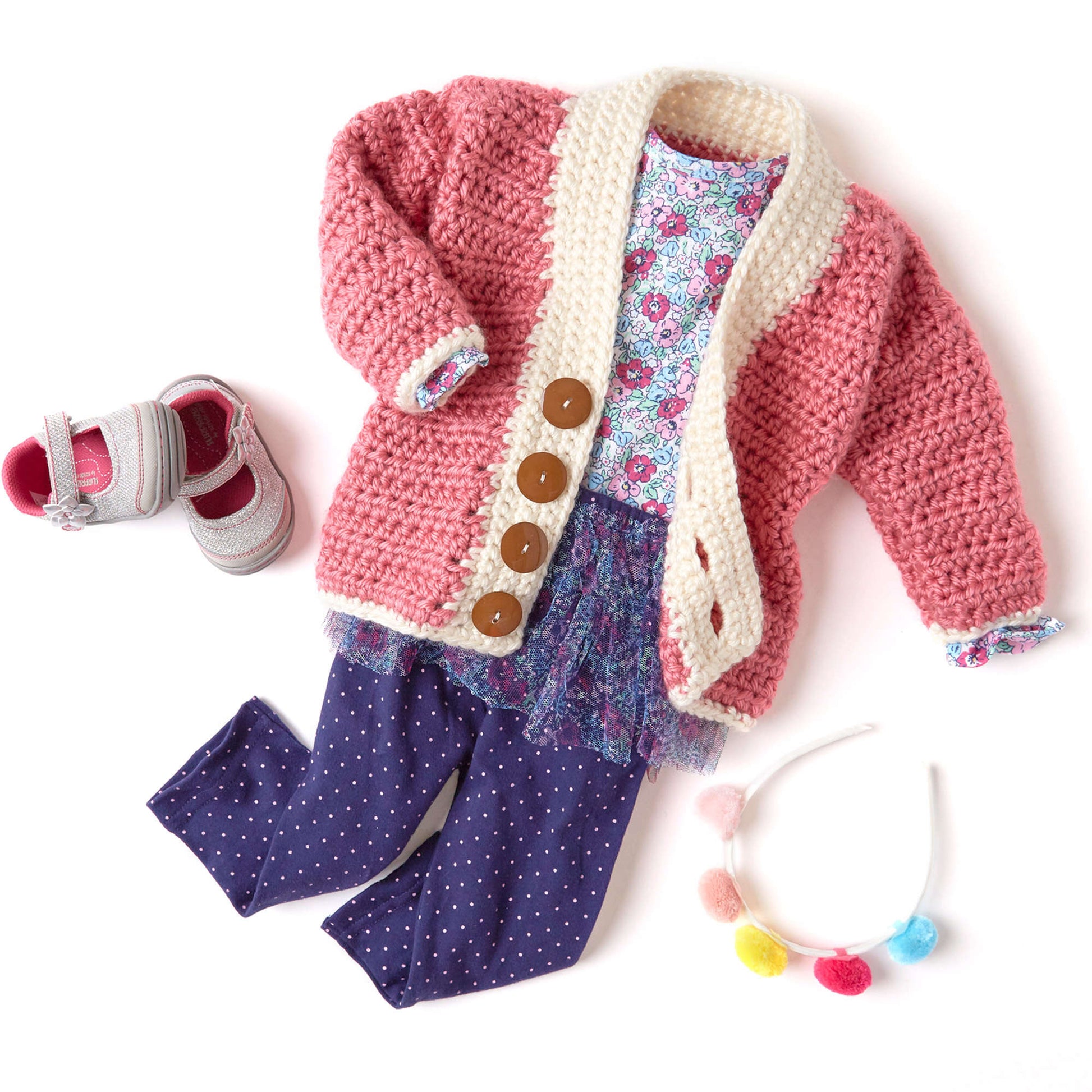 Free Red Heart Crochet Cutie Baby Cardigan Pattern