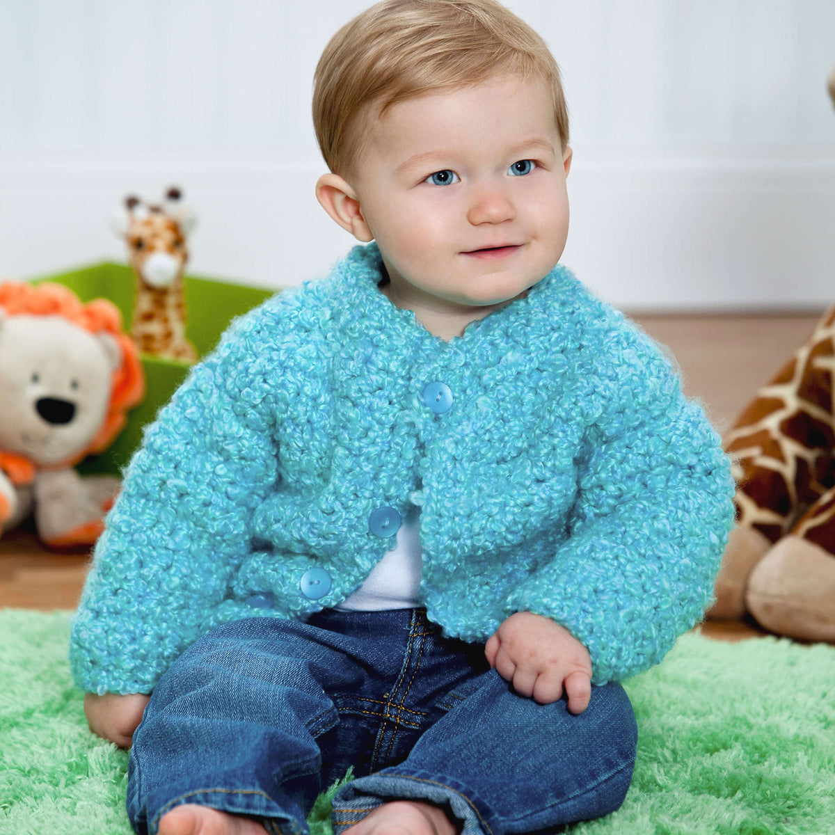 Crochet Jacket made in Red Heart Baby Clouds Yarn