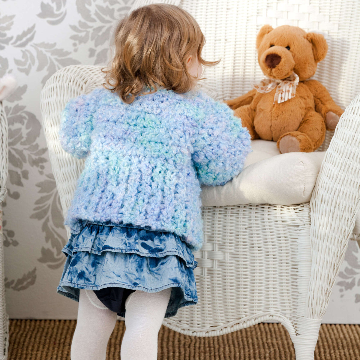 Crochet Jacket made in Red Heart Baby Clouds Yarn