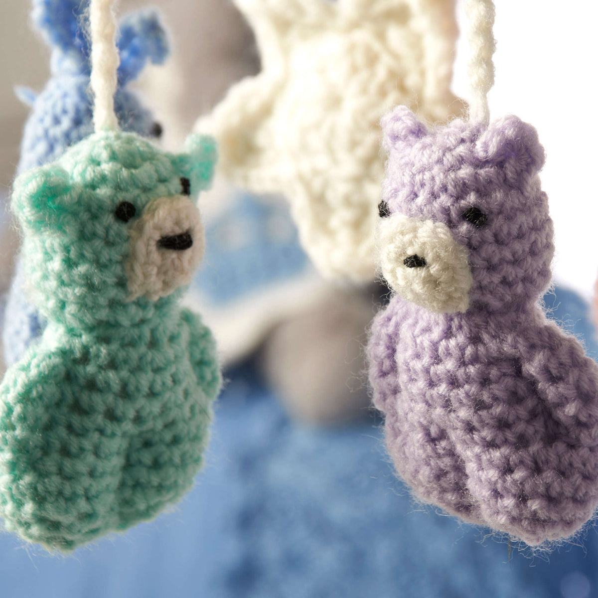 Crochet Mobile Accessory made in Red Heart Anne Geddes Baby Yarn