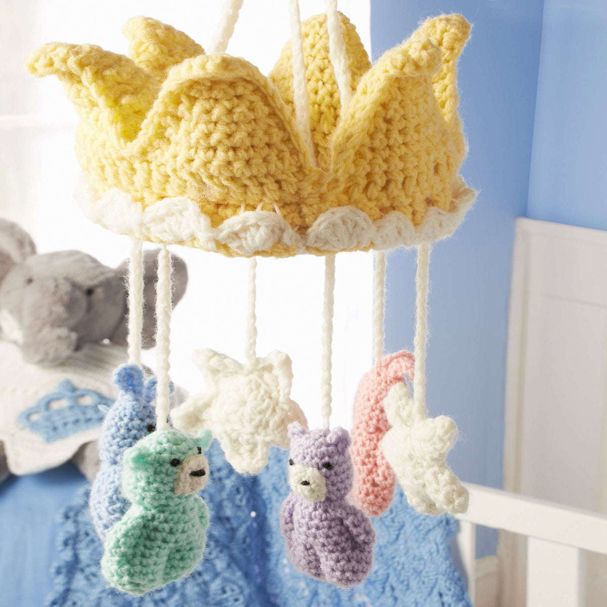 Crochet Mobile Accessory made in Red Heart Anne Geddes Baby Yarn