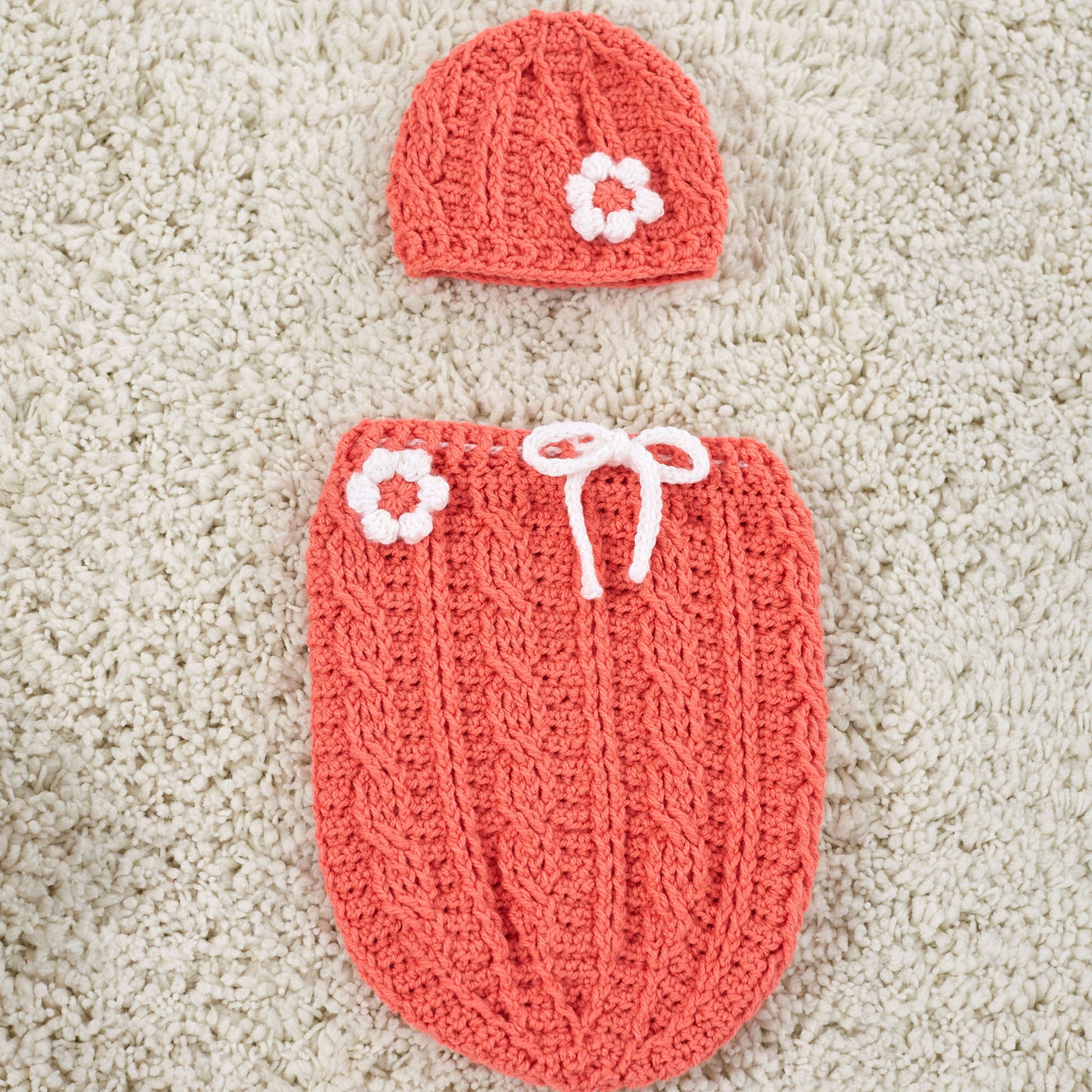 Free Red Heart Crochet Just Peachie Cocoon Set Pattern