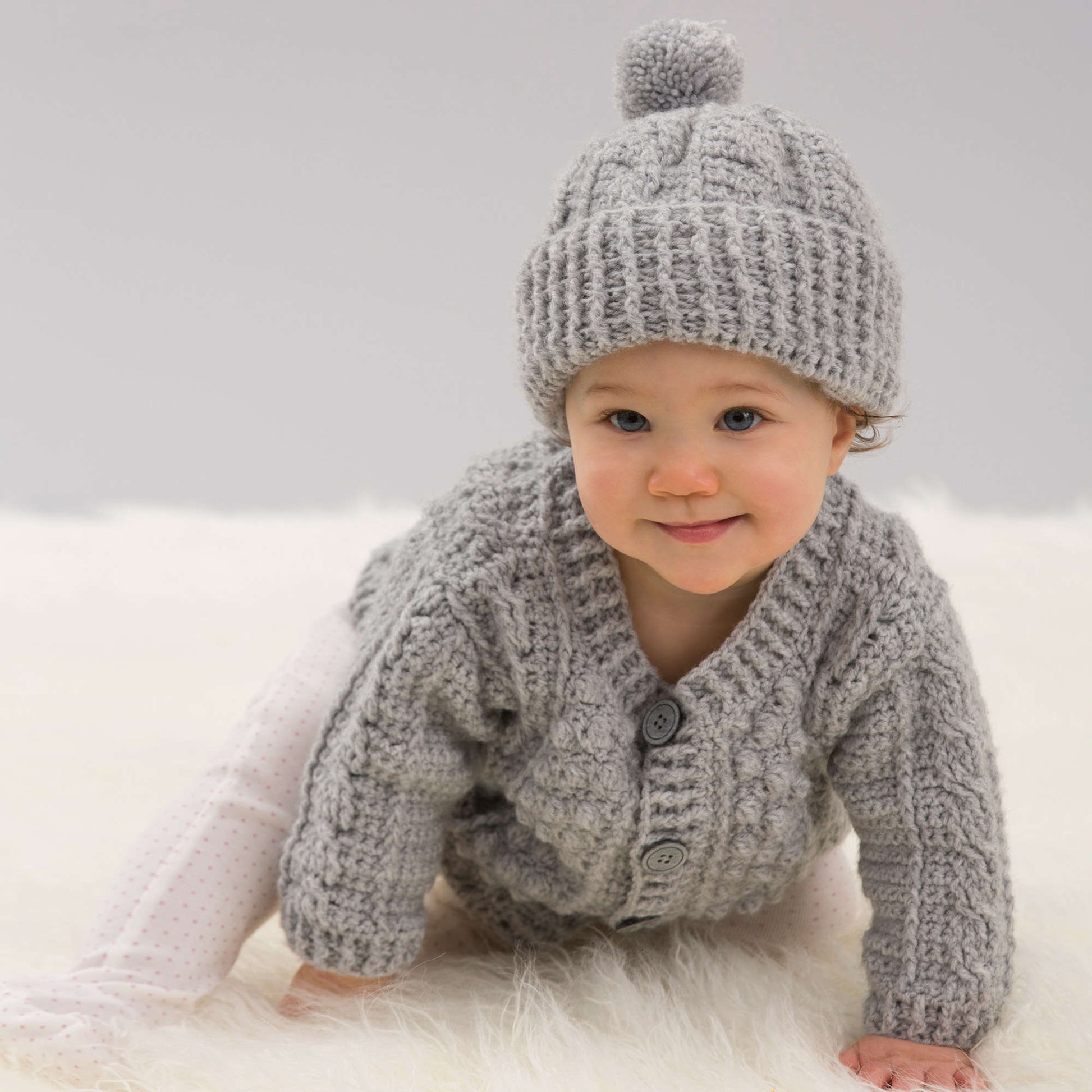 Red Heart Aran Stitch Crochet Cardigan & Hat Yarnspirations