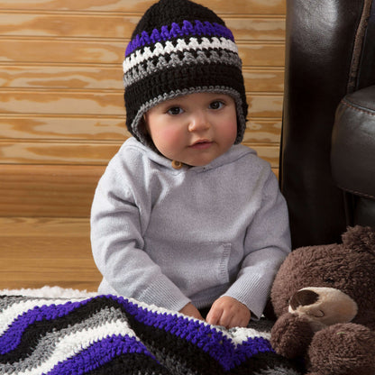 Red Heart Crochet Baby Dude Blanket & Hat Crochet Blanket made in Red Heart Super Saver Yarn