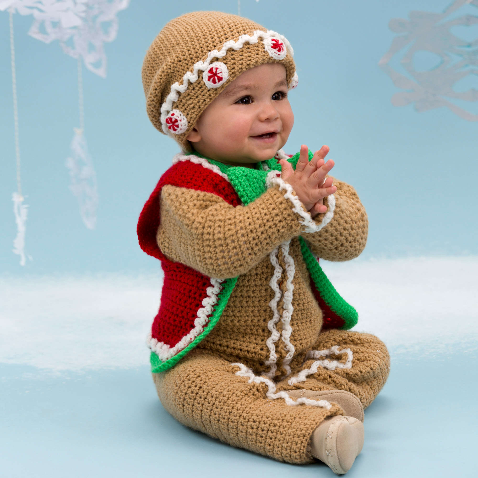 Free Experienced Red Heart Gingerbread Baby Set Crochet Pattern | Yarnspirations Free Experienced Red Heart Gingerbread Baby Set Crochet Pattern | Yarnspirations