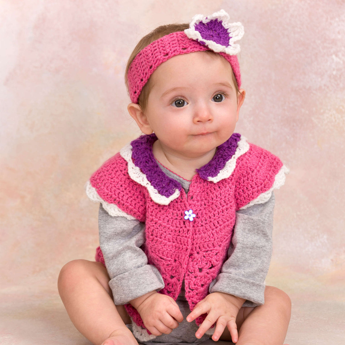 Crochet Headband made in Red Heart Anne Geddes Baby Yarn