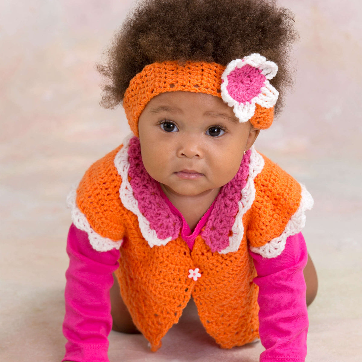 Crochet Headband made in Red Heart Anne Geddes Baby Yarn