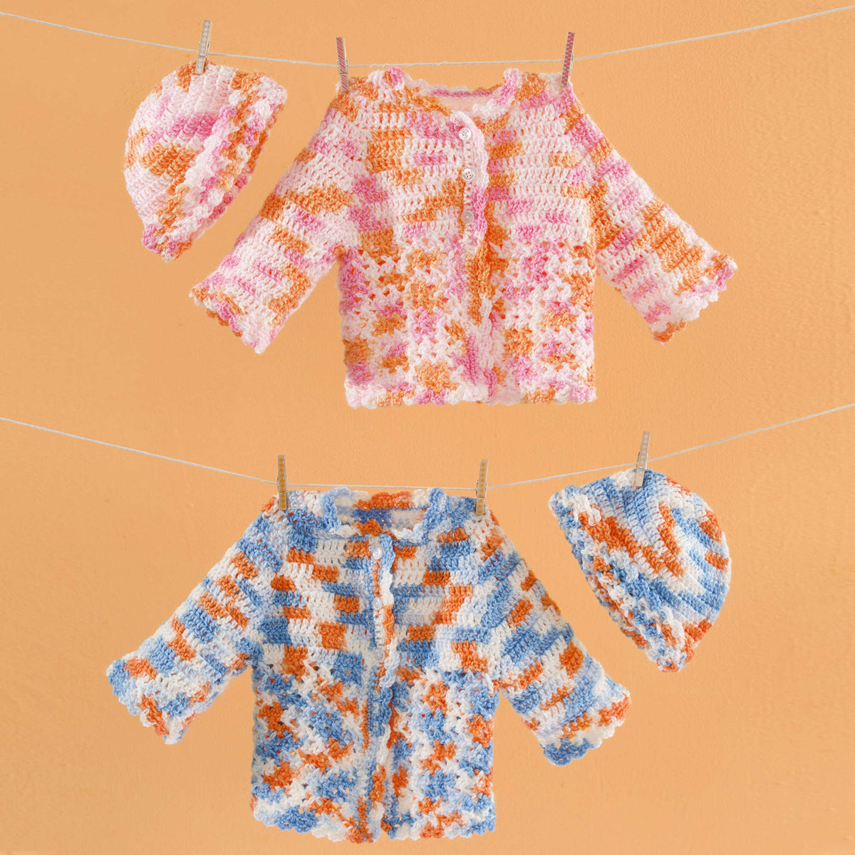 Crochet Set made in Red Heart Baby TLC Yarn