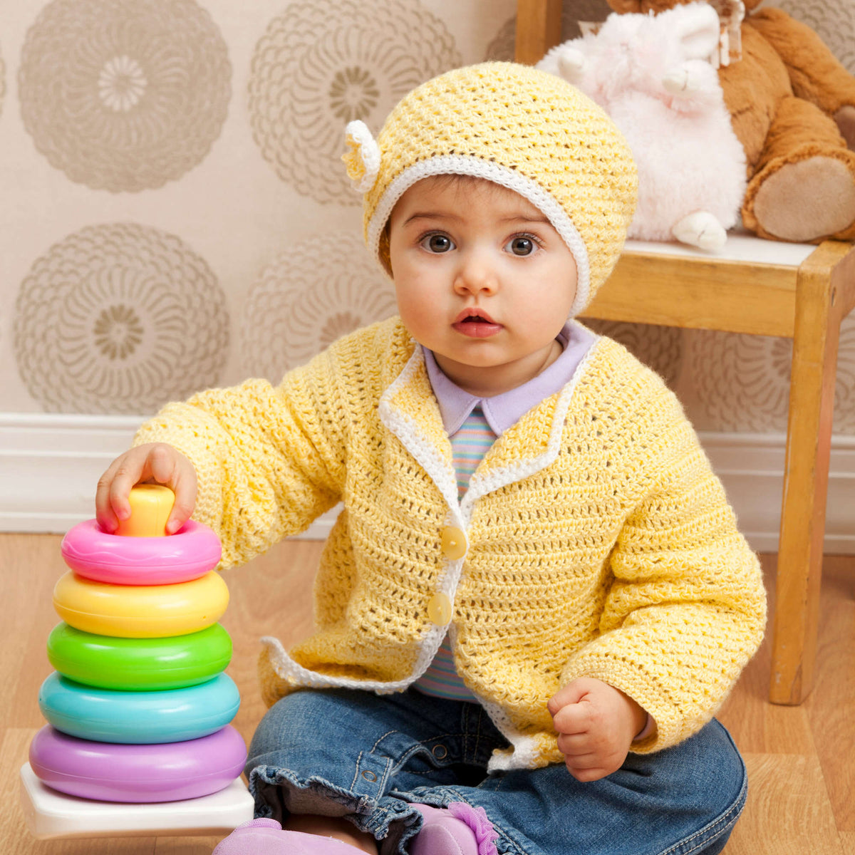 Crochet Set made in Red Heart Baby Sheen Yarn