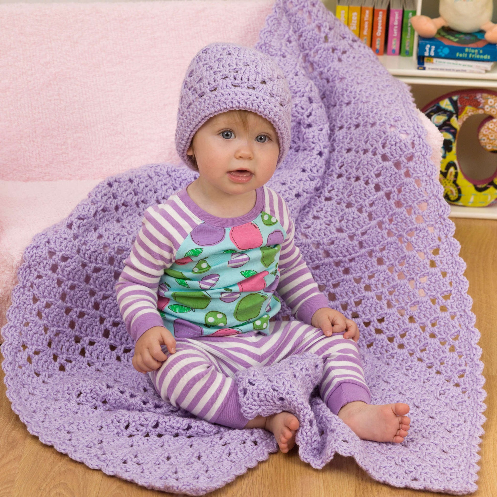 Free Red Heart One Ball Crochet Baby Blanket And Hat Pattern