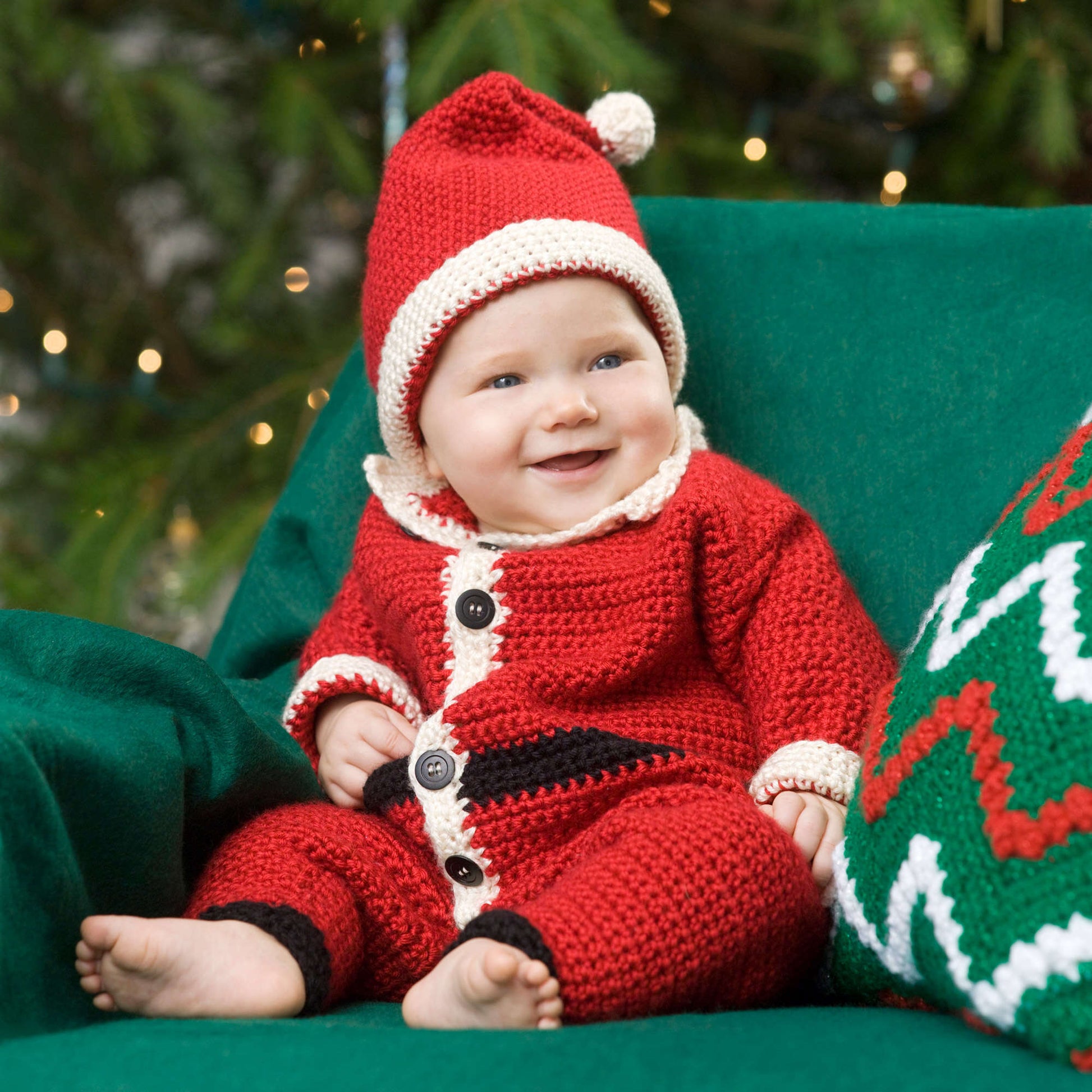 Free Red Heart Crochet Infant Santa Suit & Hat Pattern