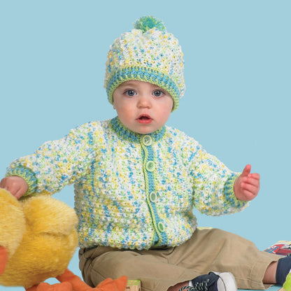 Red Heart Crochet Hat & Cardigan Crochet Cardigan made in Red Heart Soft Baby Yarn