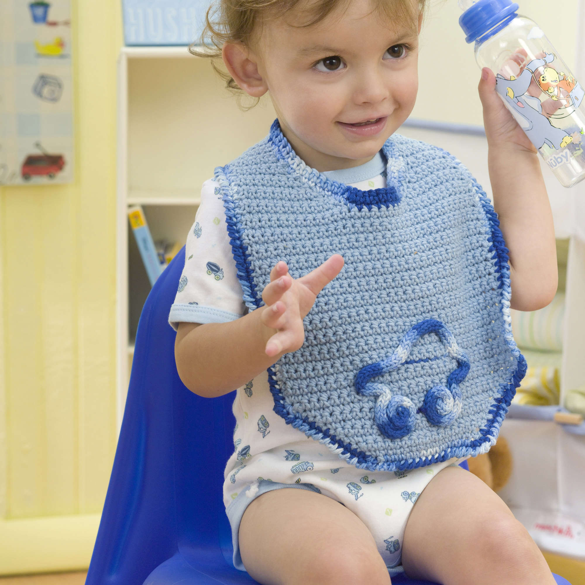 Free Easy Red Heart Beep-Beep Bib Crochet Pattern | Yarnspirations